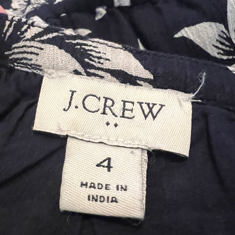 J.Crew Cotton Midi Dress Navy White Floral Pineapple Print Size‎ 4 - Picture 6 of 7